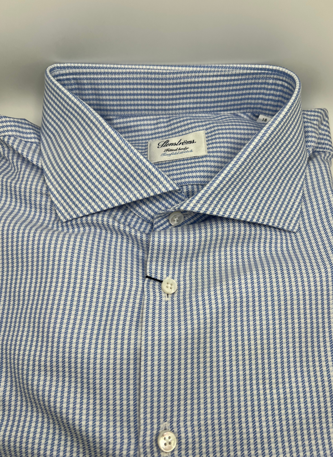 Stenströms Blue Check Cotton Jersey Shirt