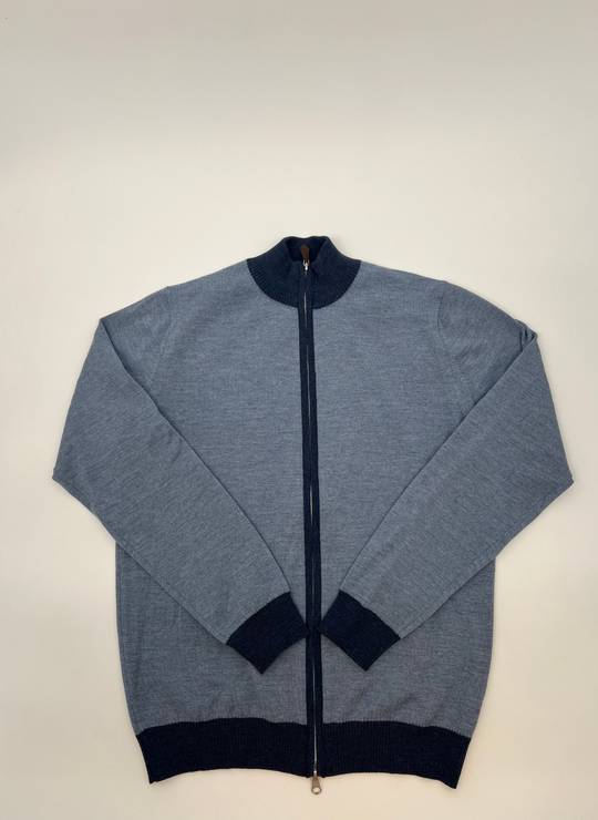 Stenströms Blue Contrast Zip Cardigan
