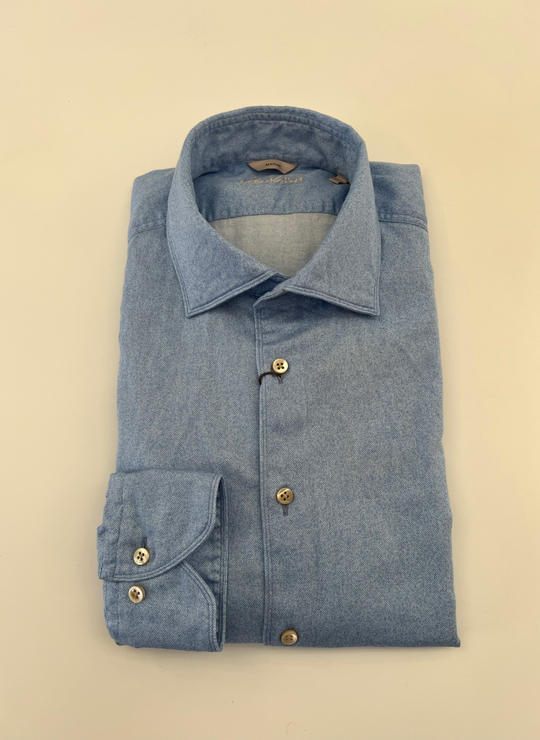 Stenströms Blue Oxford Flannel Shirt