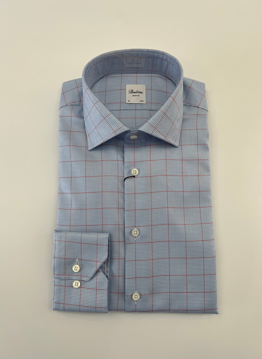 Stenströms Blue With Red Check Shirt
