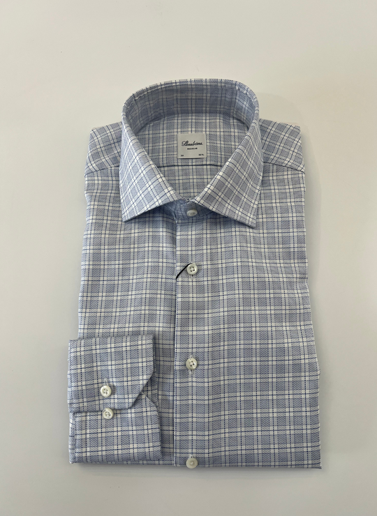 Stenströms Navy Check Shirt