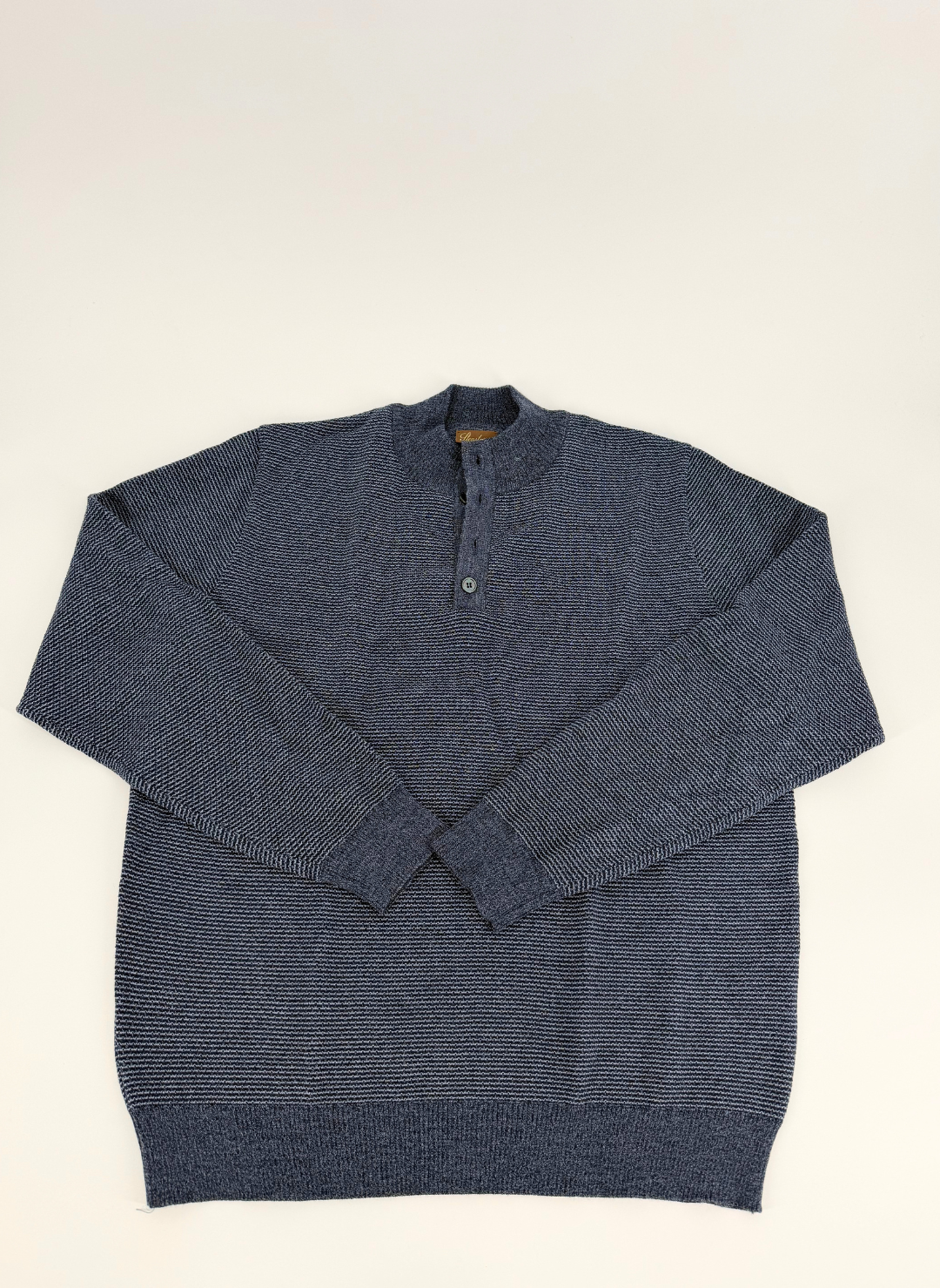 Merino Wool Henley Sweater in Navy