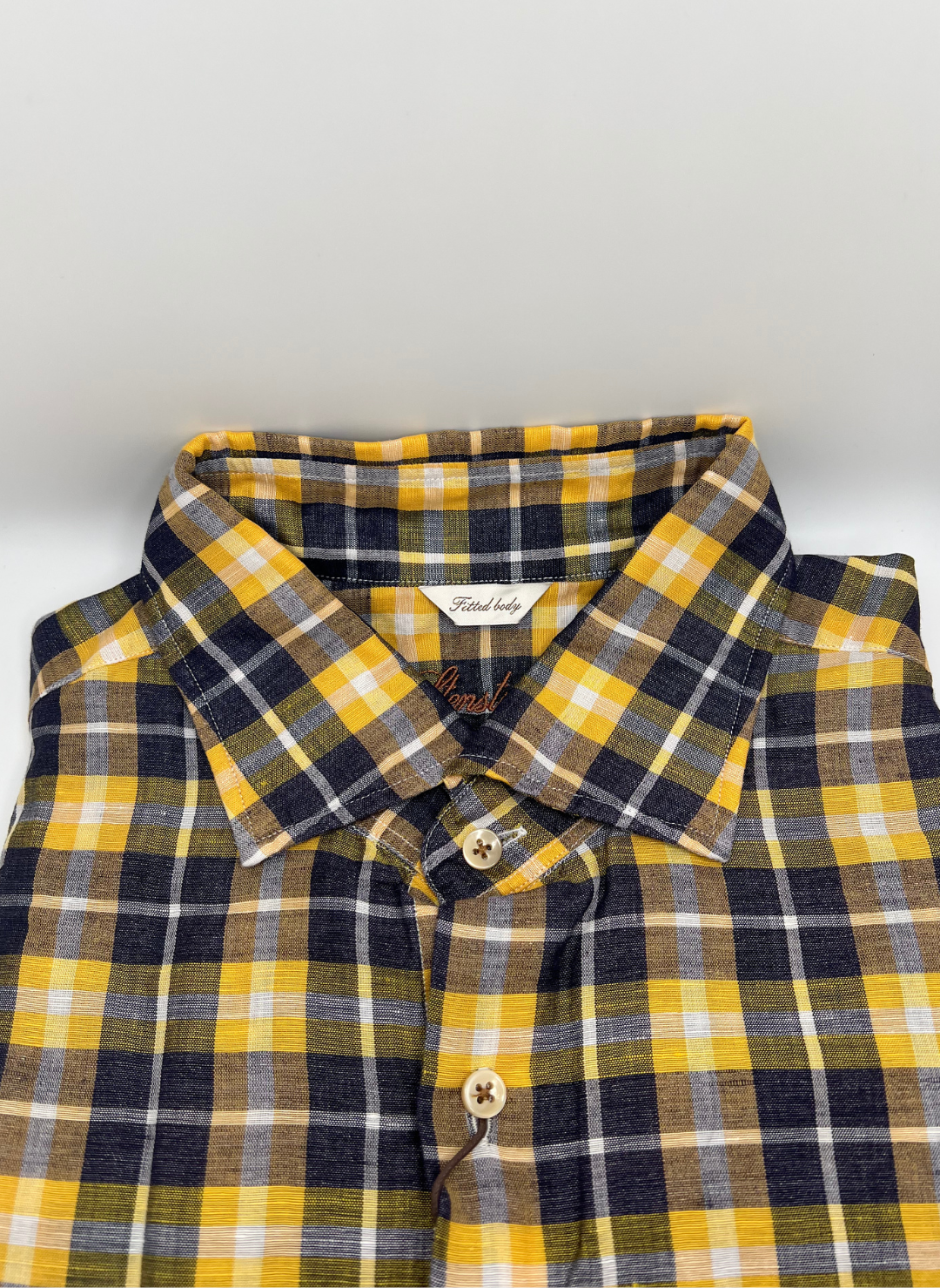 Stenströms Yellow Plaid Linen Shirt