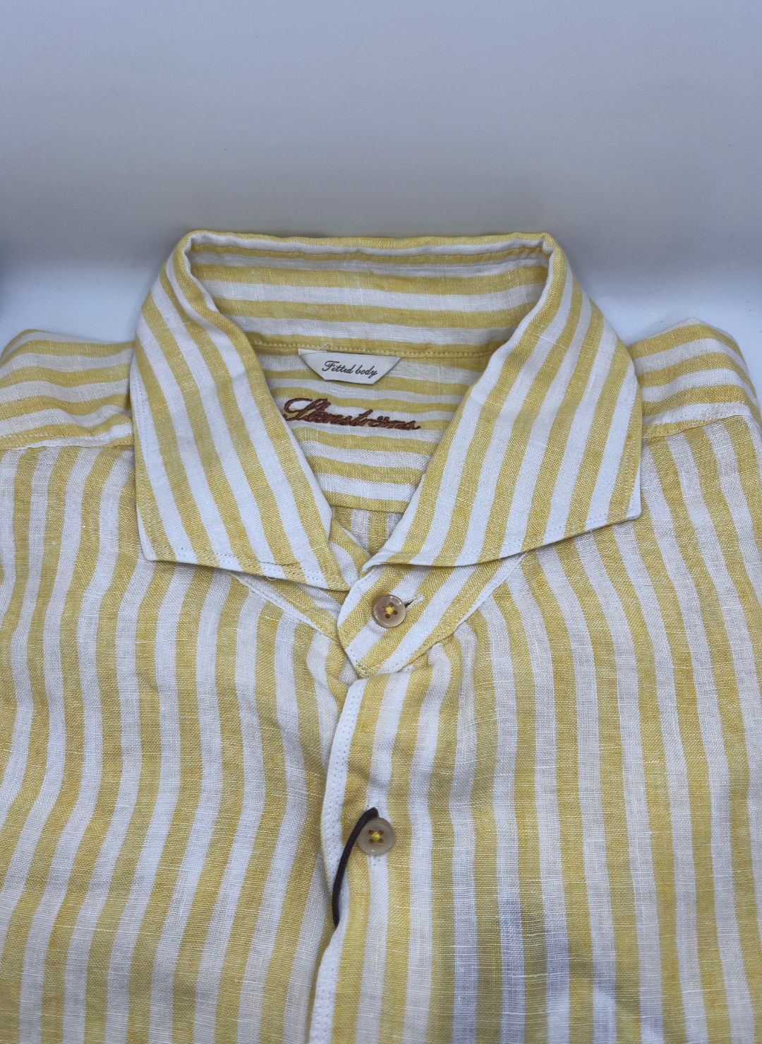 Stenströms Yellow Striped Linen Shirt