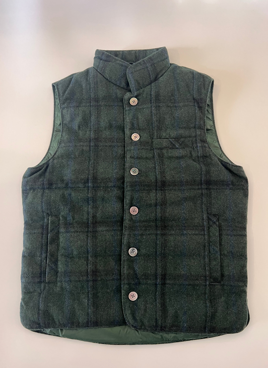Stenströms Green & Blue Windowpane Wool Vest