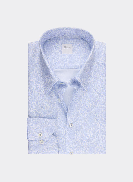 Stenströms Light Blue Paisley Twill Shirt