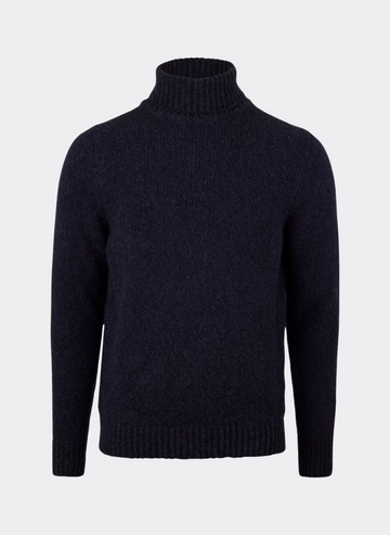 Stenströms Navy Chunky Merino Wool Roll Neck Sweater