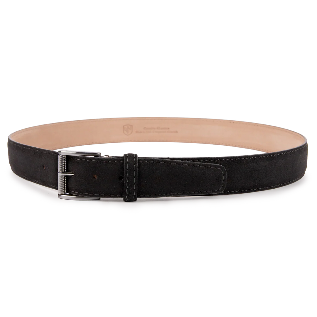 Alcantara Belt - Black w/ Grey Stitch
