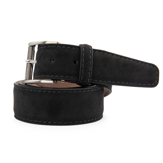 Alcantara Belt - Black w/ Grey Stitch