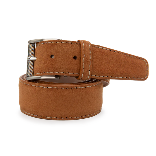 L.E.N. Alcantara - Chestnut w/ Beige Stitch