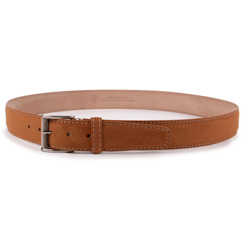 Alcantara Belt - Chestnut w/ Beige Stitch