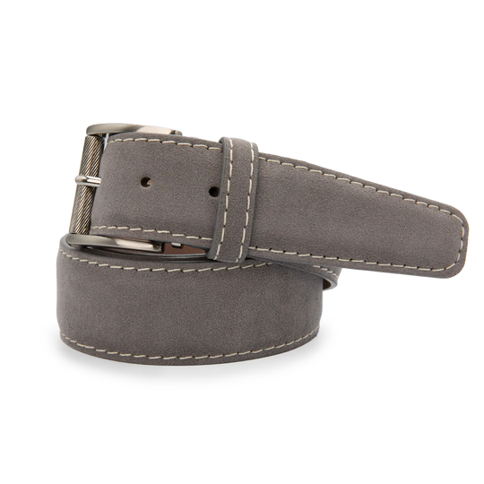 L.E.N. Alcantara - Grey w/ Ivory Stitching