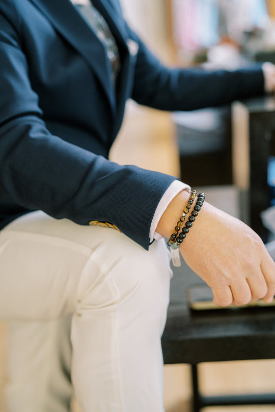 Tateossian Classic Discs bracelet with tiger eye and sterling silver