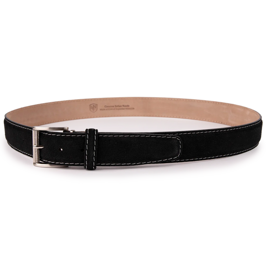 L.E.N. Italian Suede - Black w/ Grey Stitching