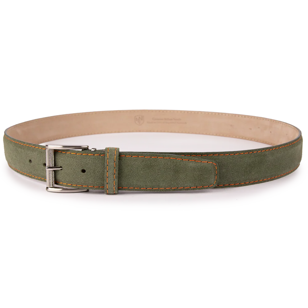 L.E.N. Italian Suede - Olive w/ Orange Stitching