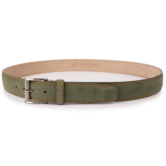 L.E.N. Italian Suede - Olive w/ Orange Stitching