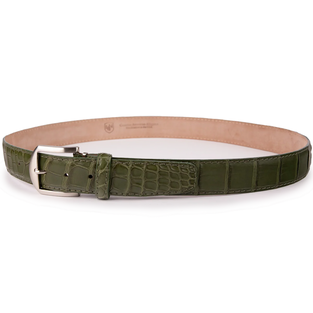 American Alligator Belt - Olive w/ Matching Stitch