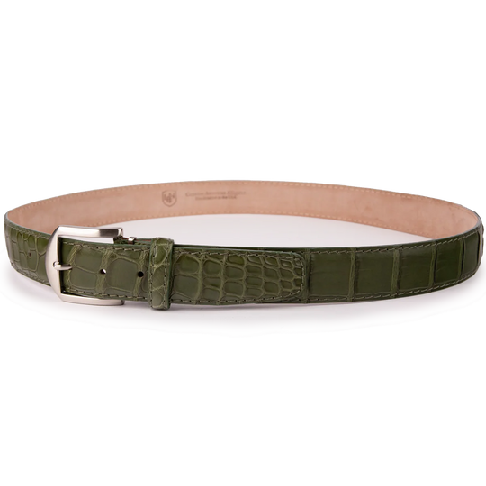 American Alligator Belt - Olive w/ Matching Stitch