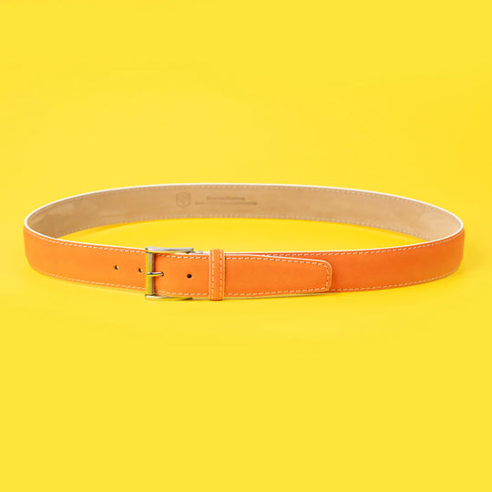 Alcantara Belt - Papaya w/ White Stitch