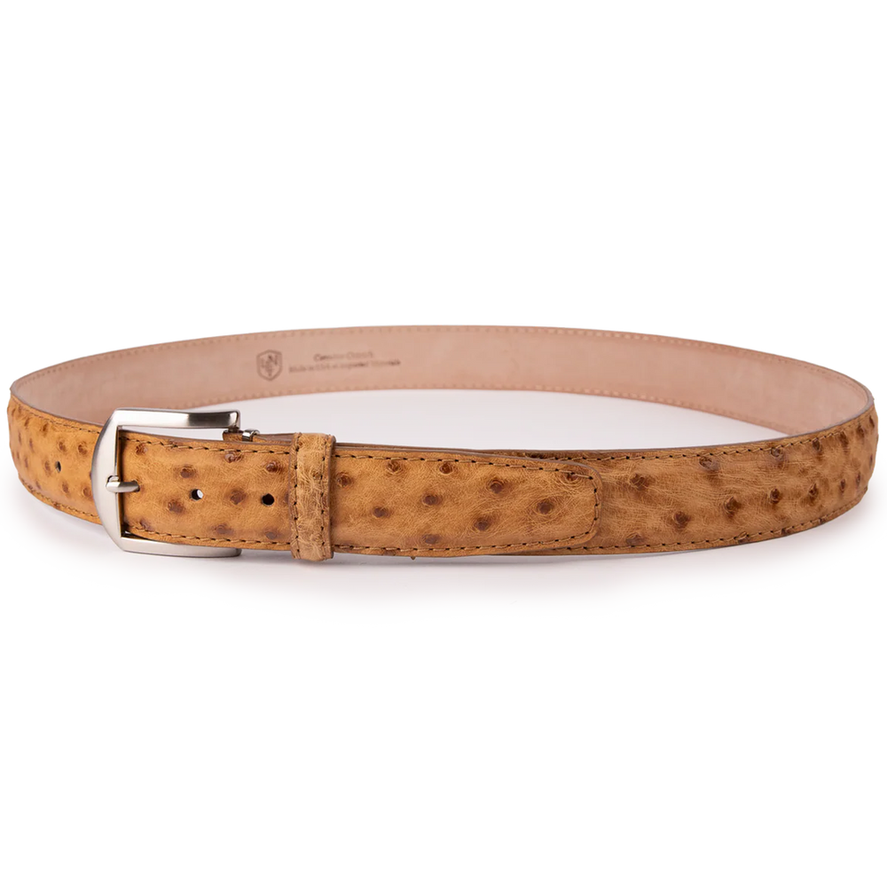 L.E.N. Genuine Ostrich - Antique Saddle w/ Matching Stitching