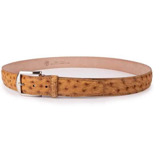 L.E.N. Genuine Ostrich - Antique Saddle w/ Matching Stitching