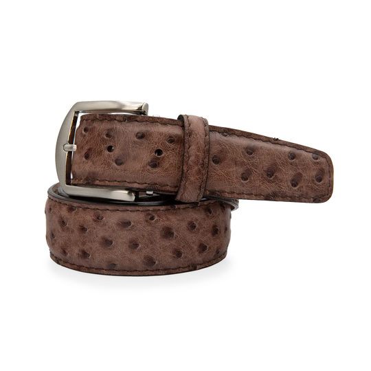 L.E.N. Genuine Ostrich - Tobacco w/ Matching Stitching