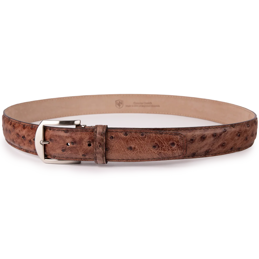 L.E.N. Genuine Ostrich - Tobacco w/ Matching Stitching
