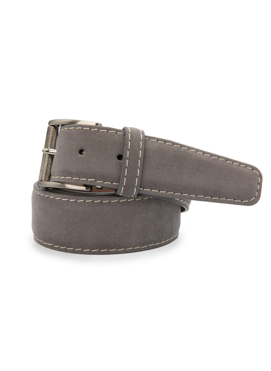 Alcantara Belt - Light Gray w/ White Stitch