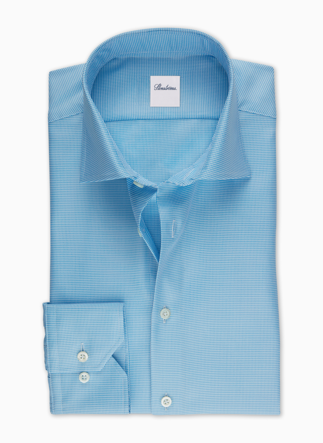 Light Blue Houndstooth Twill Shirt