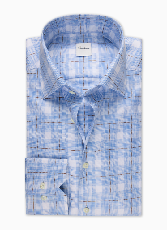 Light Blue Checked Twill Shirt