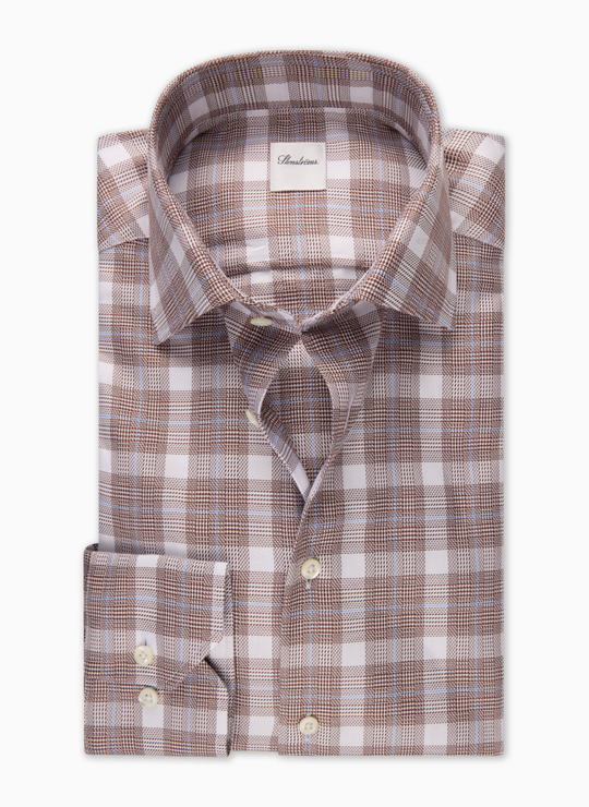 Brown Checked Twill Shirt