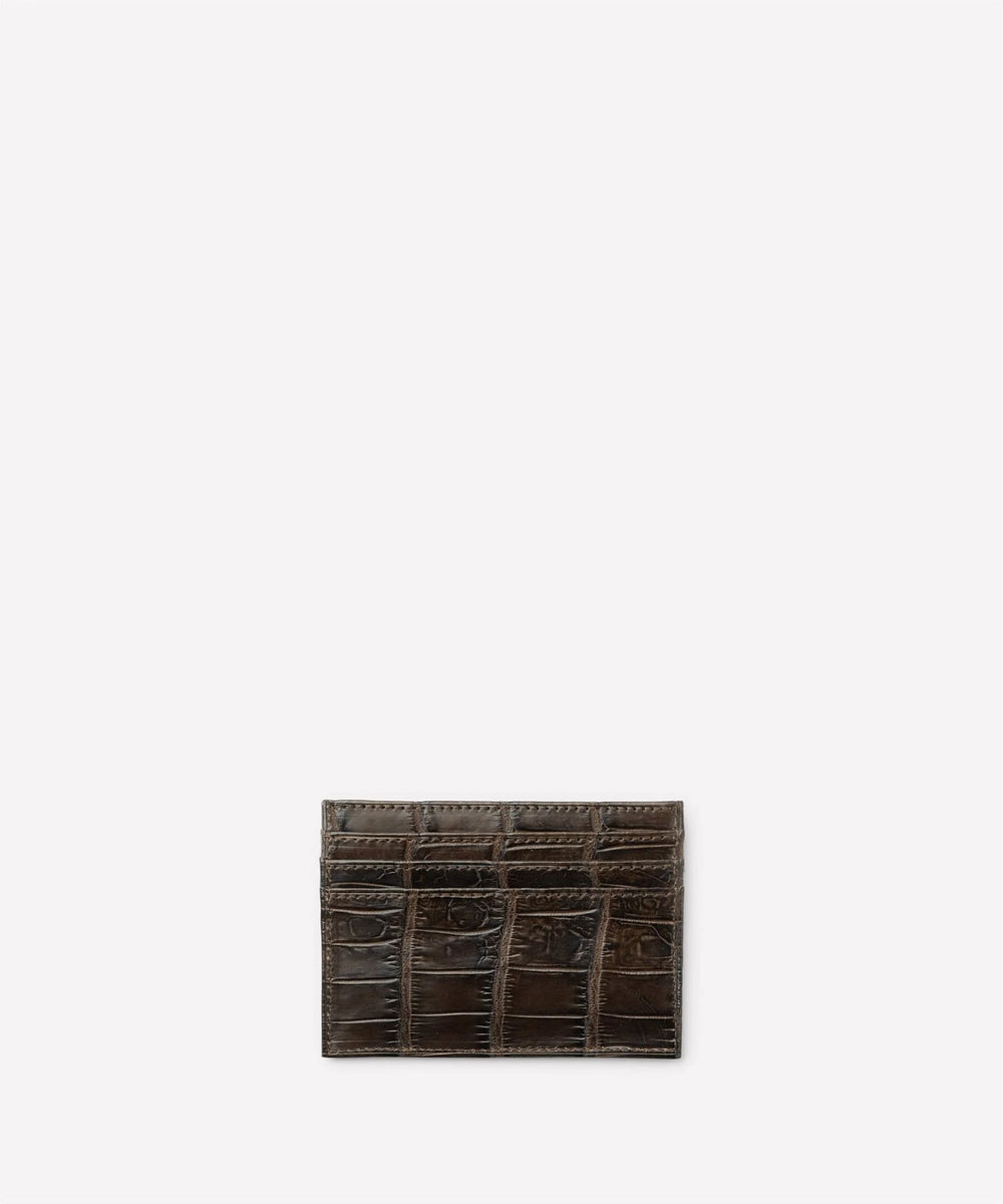 Slim Card Case No. 204 In Walnut Crocodile