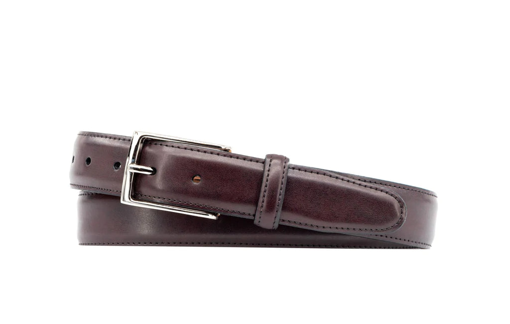 Martin Dingman Smith 2 Buckle Coachman Leather Belt In Burgandy