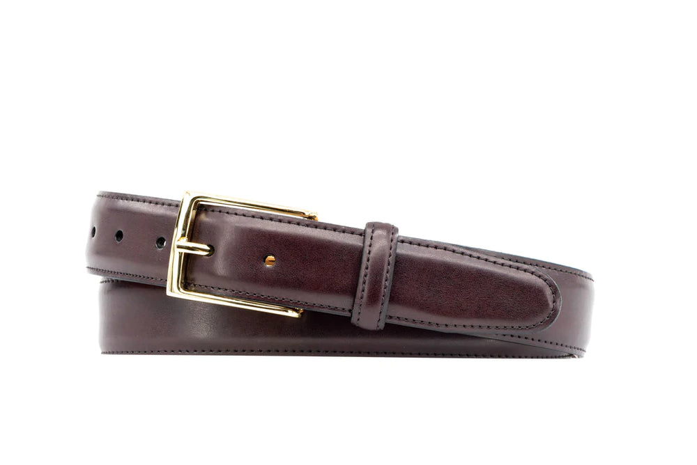 Martin Dingman Smith 2 Buckle Coachman Leather Belt In Burgandy