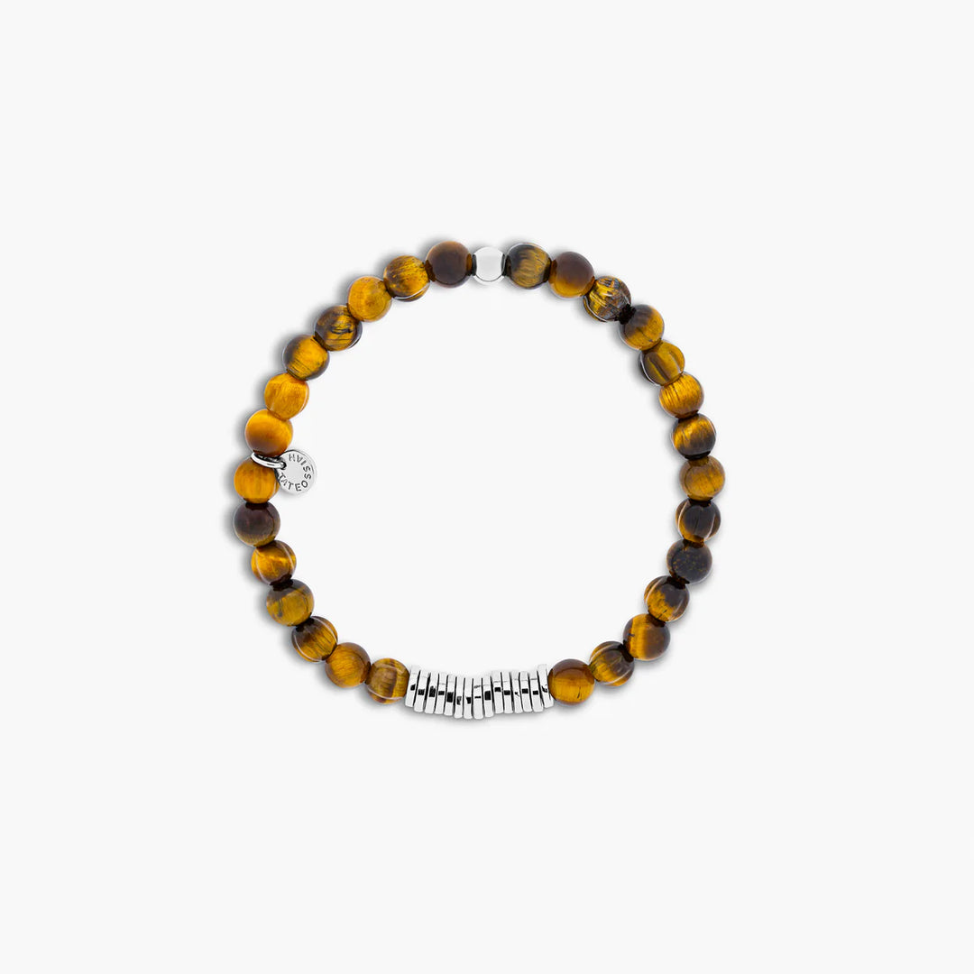 Tateossian Classic Discs bracelet with tiger eye and sterling silver