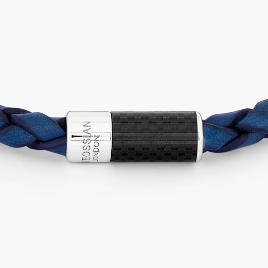 Tateossian Carbon Pop Bracelet With Blue Leather