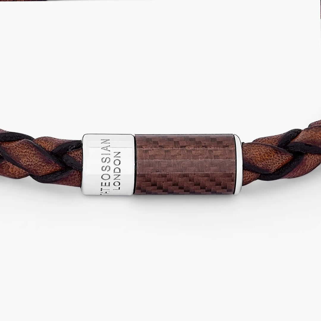 Carbon Pop Bracelet With Brown Leather