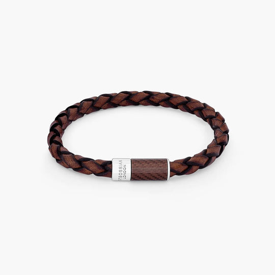 Carbon Pop Bracelet With Brown Leather