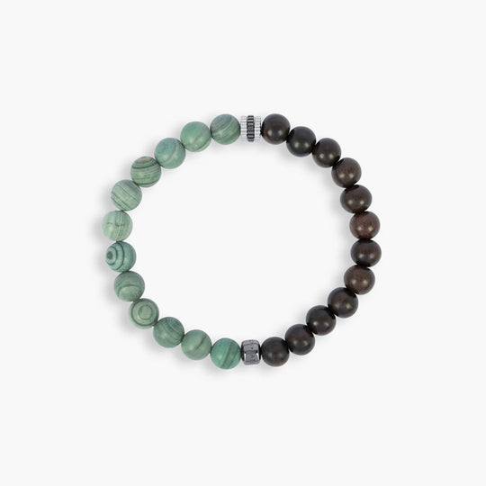 Tateossian Nature Bracelet In Ebony Wood & Green Jasper