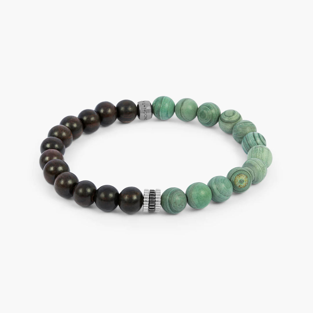 Tateossian Nature Bracelet In Ebony Wood & Green Jasper