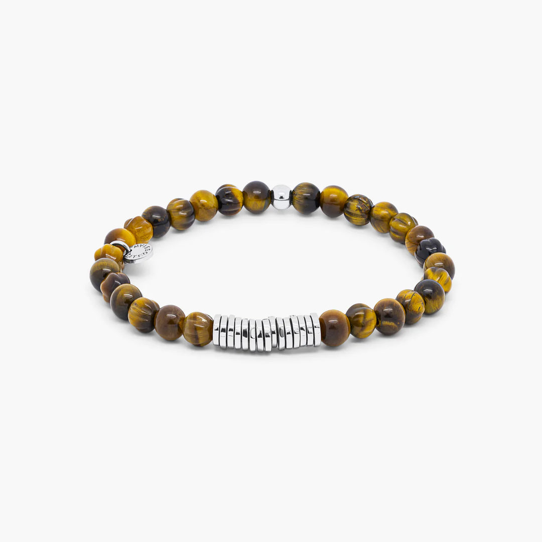 Tateossian Classic Discs bracelet with tiger eye and sterling silver