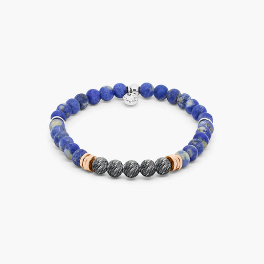 Tateossian Stonehenge bracelet with sodalite in sterling silver