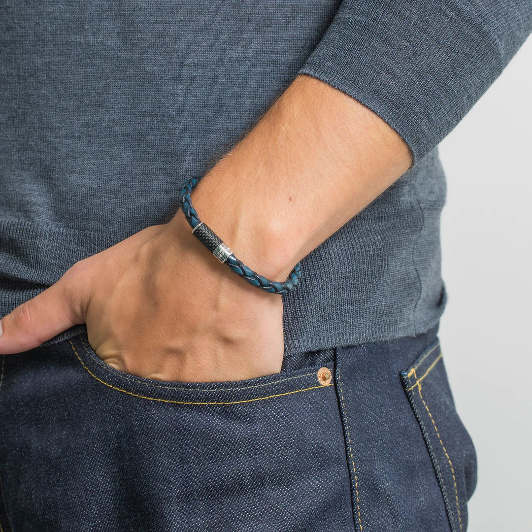 Blue leather bracelet online