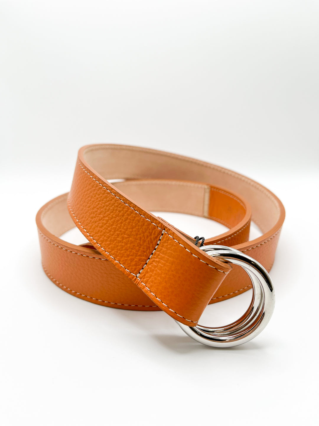The Oxford Shop O-Ring Leather Belt In Mandarino