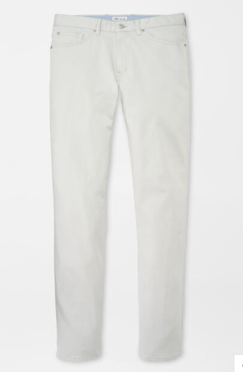 Peter Millar Ultimate Sateen Five-Pocket Pant In Light Grey