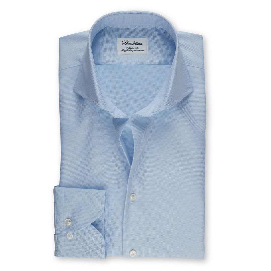 Stenströms Light Blue Textured Woven Shirt