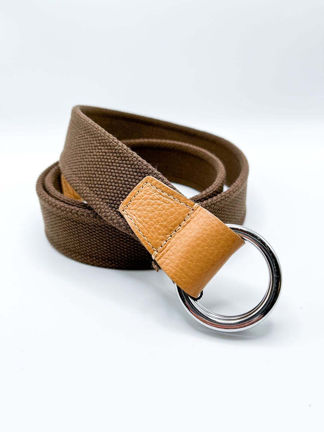 The Oxford Shop O-Ring Canvas Belt In Dark Brown